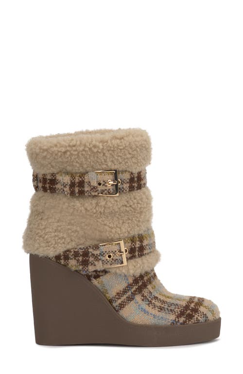 Jessica Simpson Meztyn Faux Shearling Wedge Boot In Brown