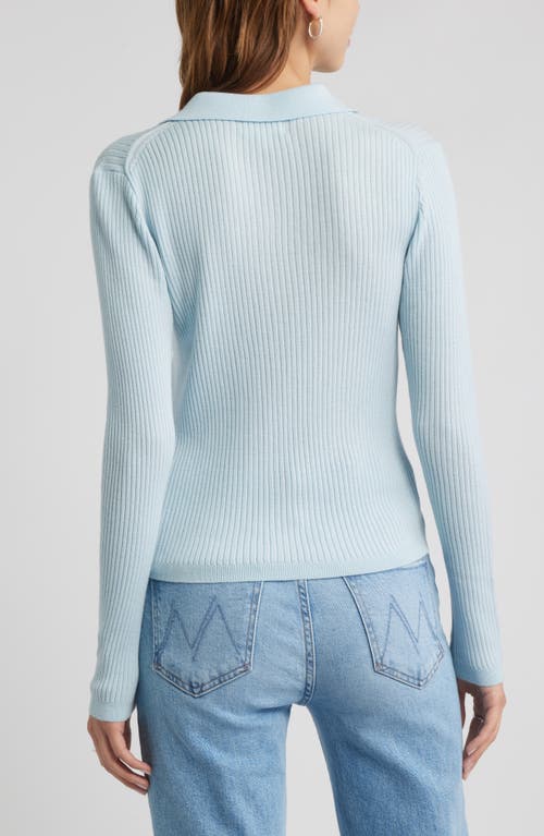 Open Edit Collared Merino Wool Cardigan In Blue