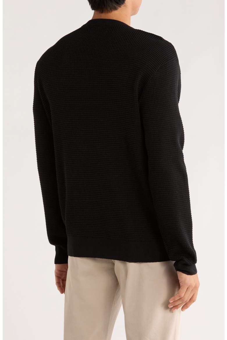 Spauding Waffle Knit Sweater, Alternate, color, BLACK