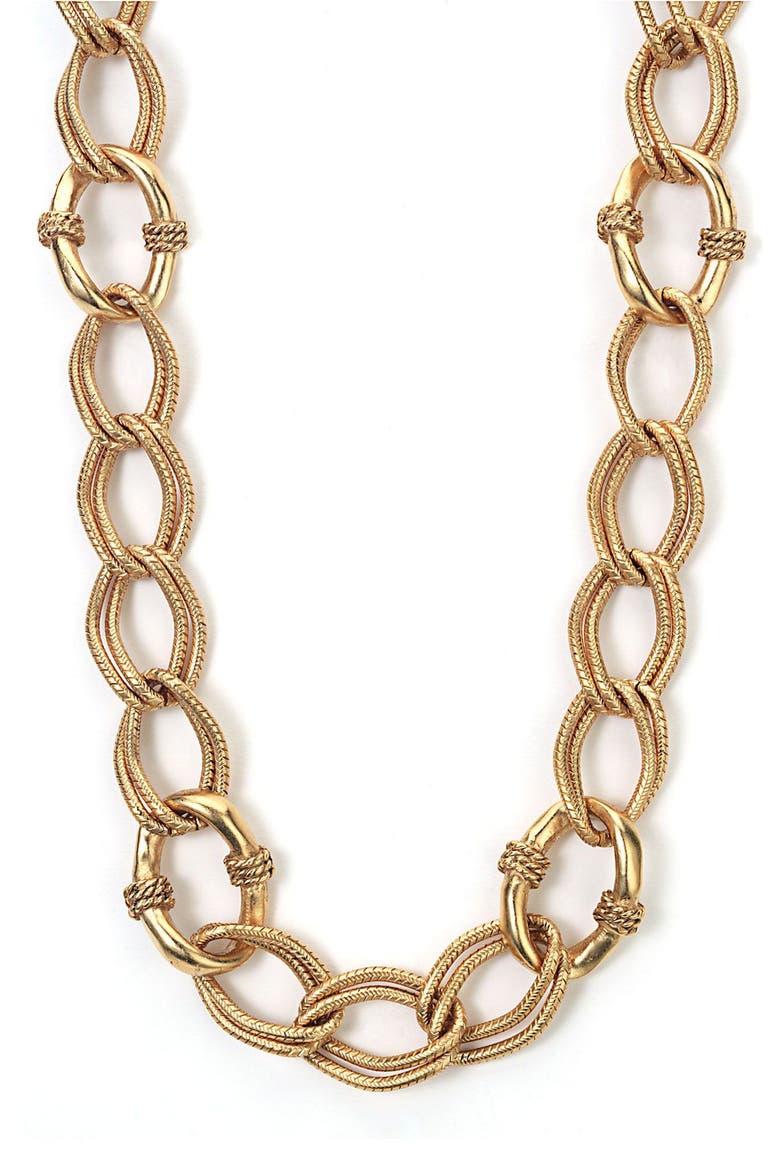 Texture Double Link Chain Necklace, Main, color, GOLD