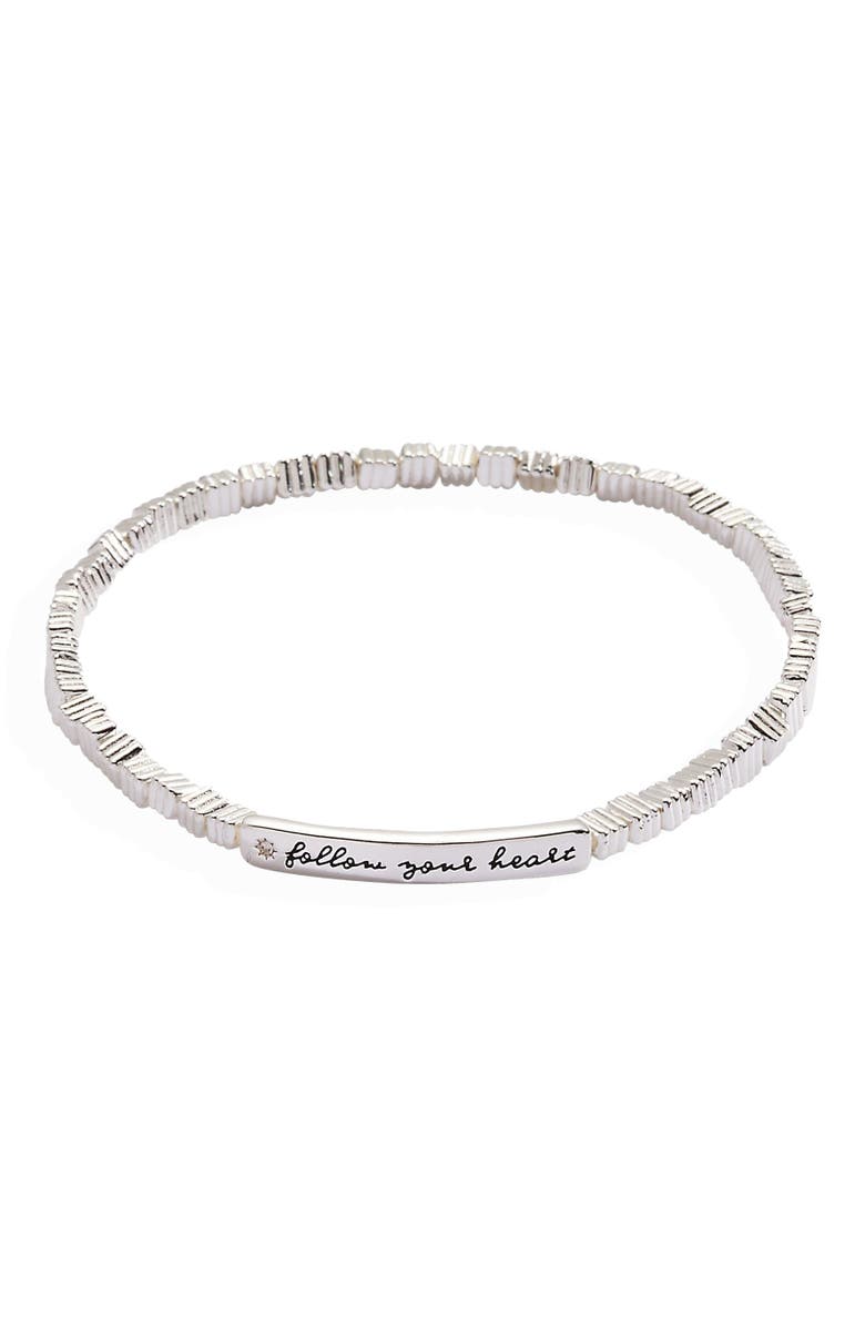 Alex and Ani Follow Your Heart Stretch Bracelet, Main, color, Silver