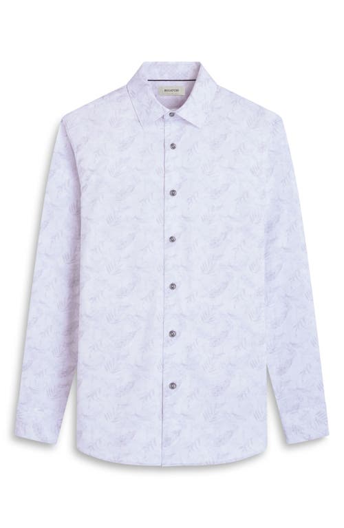 Bugatchi Jimmy Ooohcotton® Leaf Print Button-up Shirt In Platinum