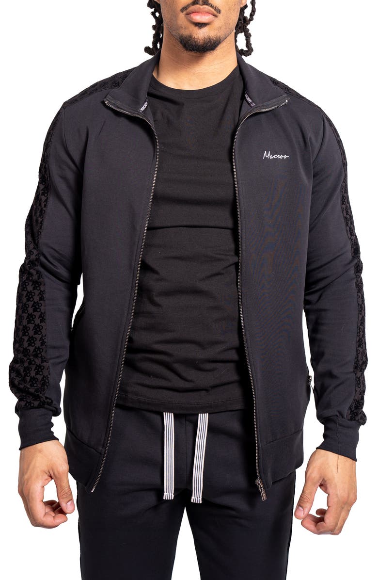 Maceoo Resistance69 Zip Front Sweater, Main, color, Black