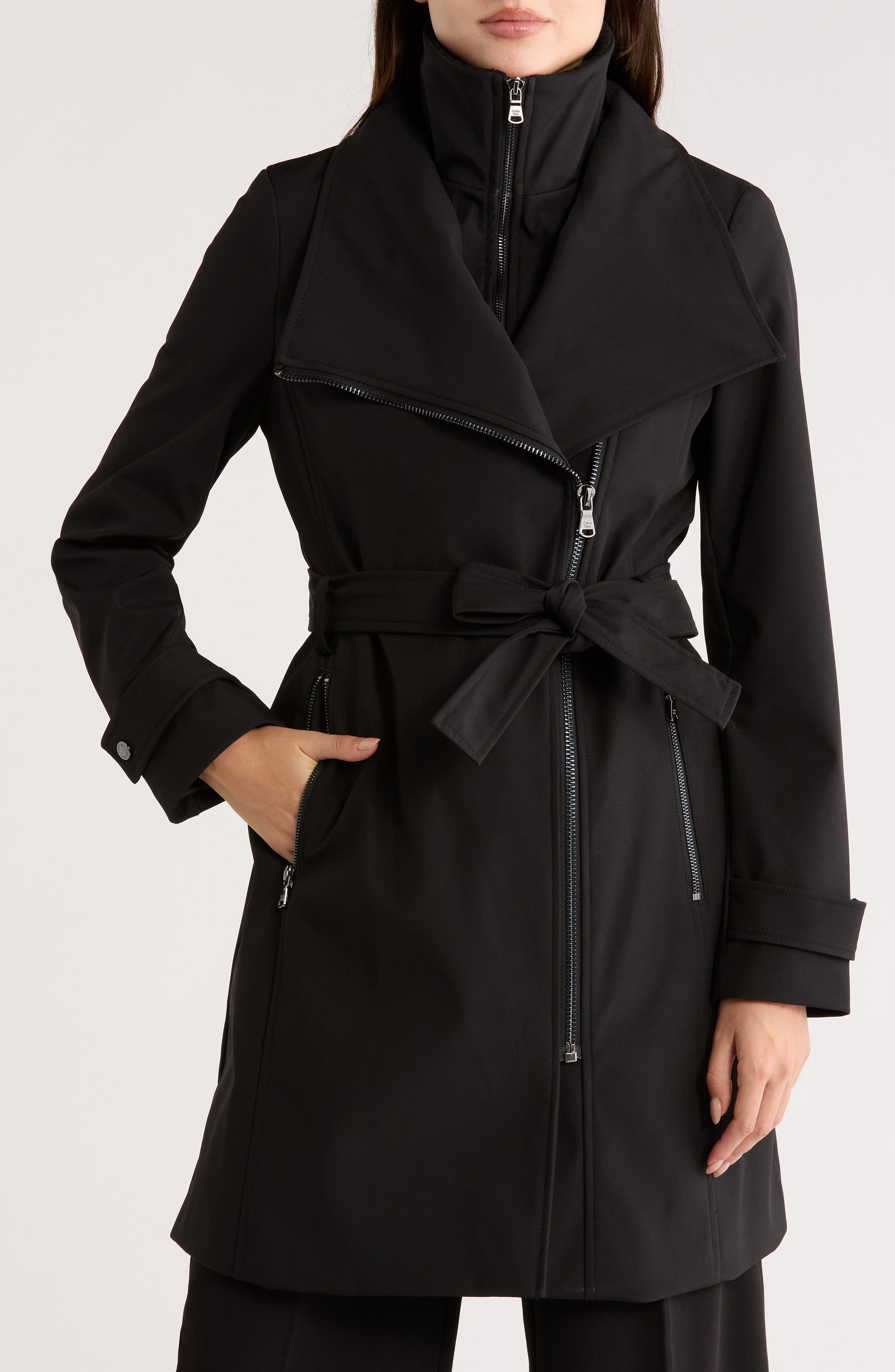 Calvin Klein Belted Softshell Jacket with Inner Bib