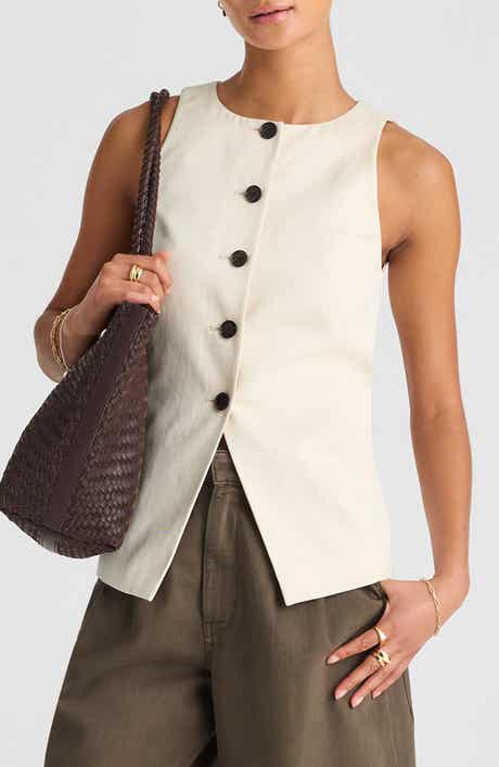 Madewell Crewneck Cutaway Drapey Twill Vest