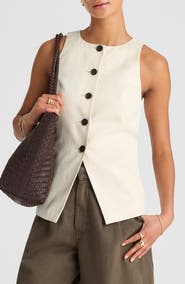 Madewell Crewneck Cutaway Drapey Twill Vest