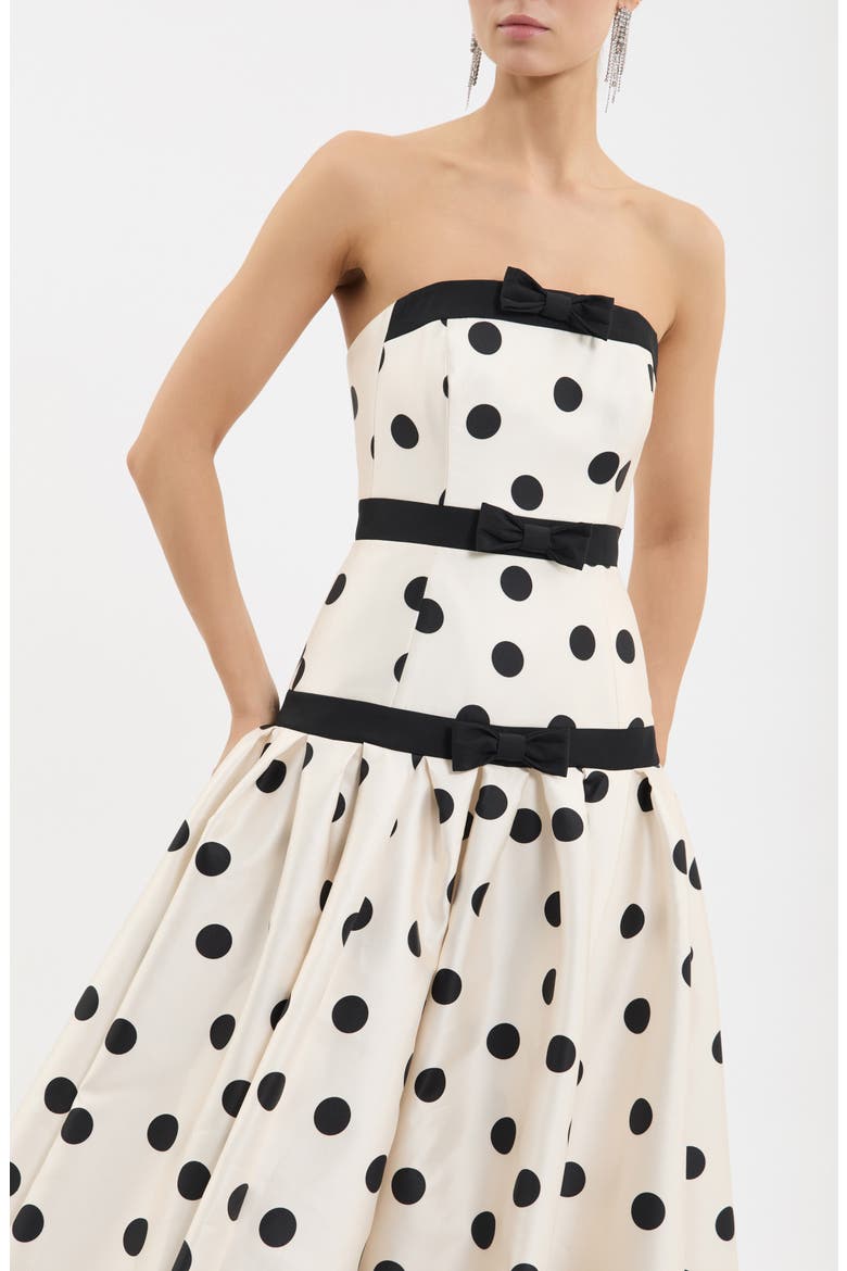 Bacio Polka Dot Strapless Gown, Alternate, color, SPOT