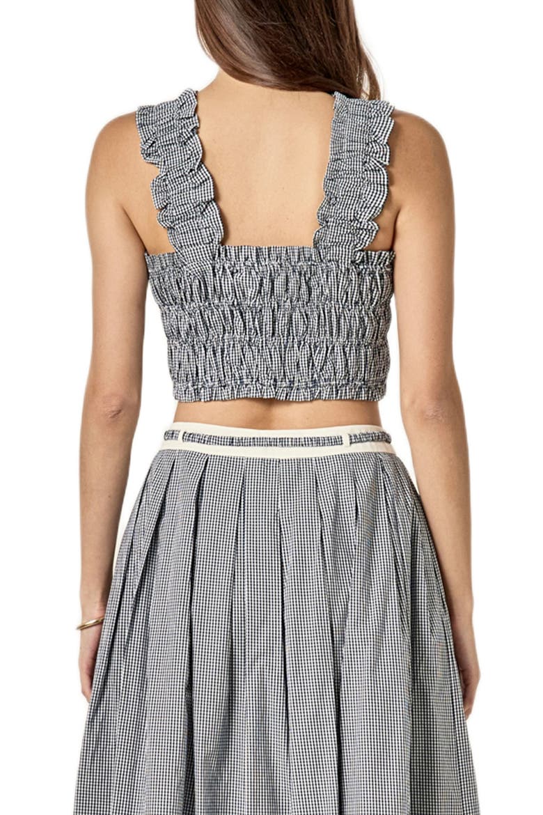Plaid Smocked Crop Tank, Alternate, color, BLUE