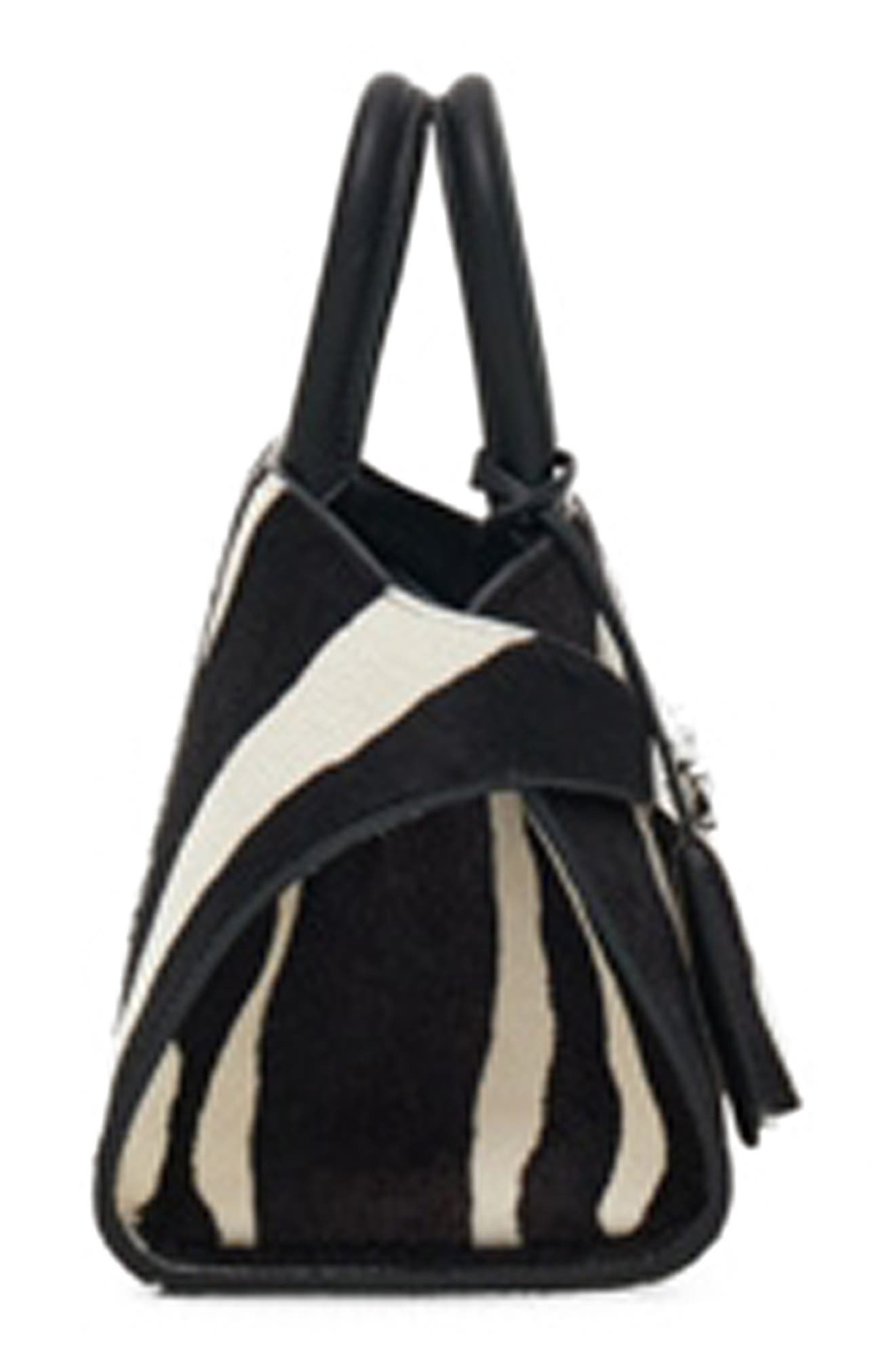 FERRAGAMO Mini Hug Genuine Calf Hair Handheld Bag, Alternate, color, Kasba Bianco/ Nero