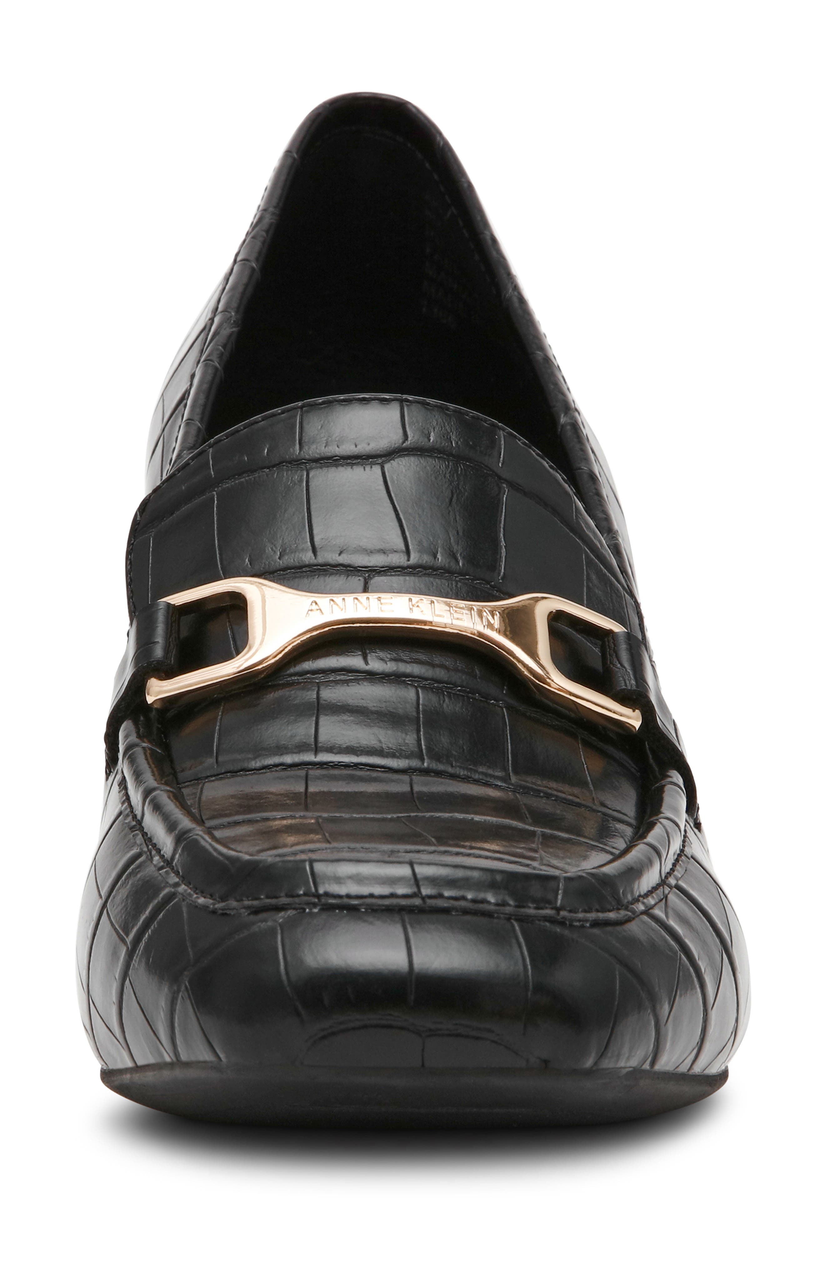 Telia Faux Leather Loafer Pump, Alternate, color, BLACK CROCO PATENT PU
