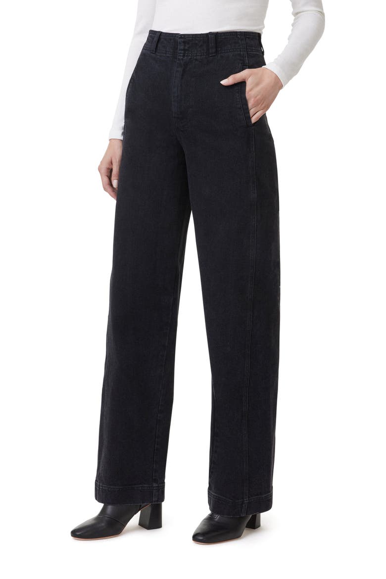 High Waist Side Panel Ankle Barrel Leg Jeans, Alternate, color, WASHED BLACK