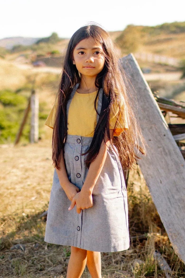 Kids' Organic Cotton Parker Pinafore Skirt, Alternate, color, Blue Gray