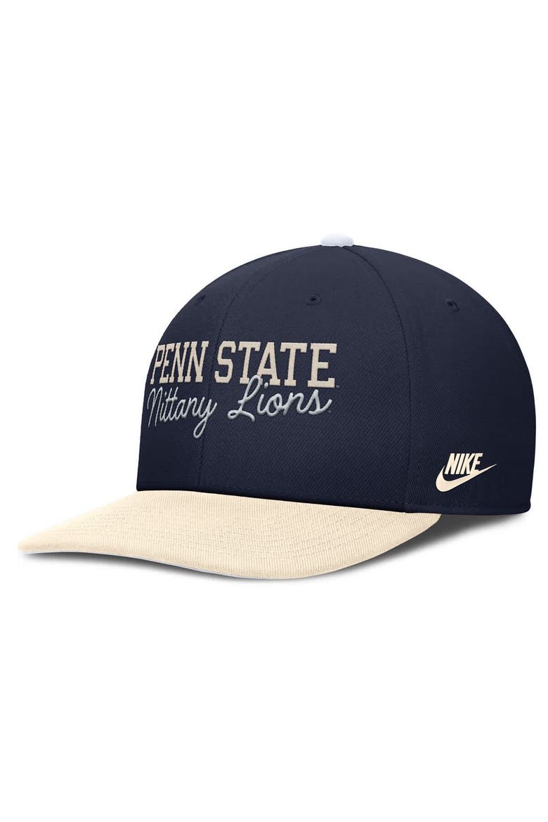 Men's Nike Navy/Cream Penn State Nittany Lions Pro Legacy Script Snapback Hat, Alternate, color, Navy