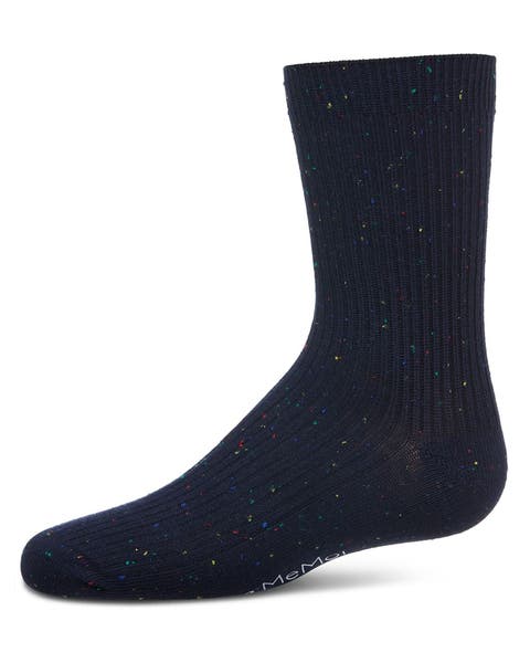 Thin Ribbed Speckled Crew Sock