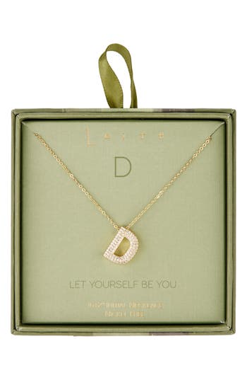Leith Pavé Cubic Zirconia Initial Pendant Necklace In Gold