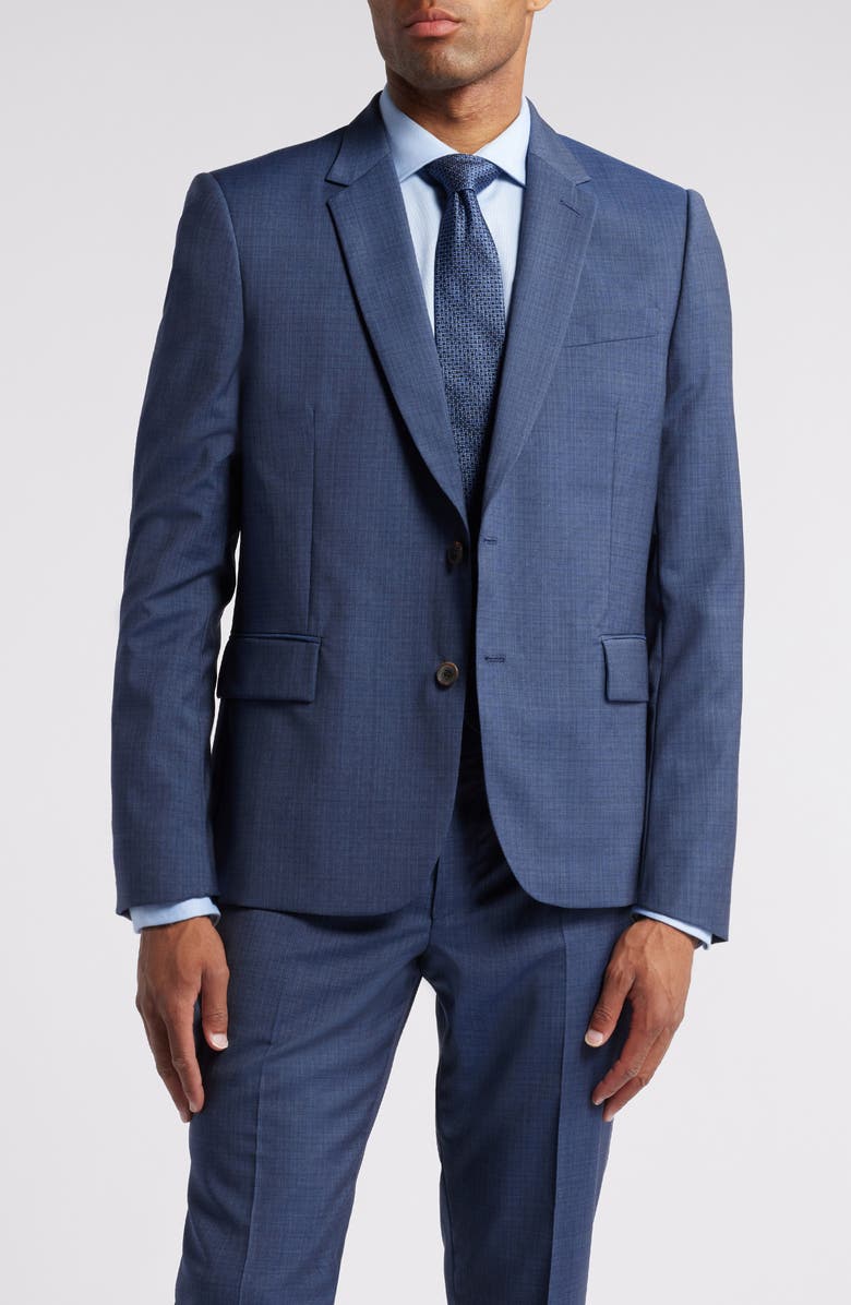 Paul Smith Tailored Fit Blue Mélange Wool Suit, Alternate, color, 