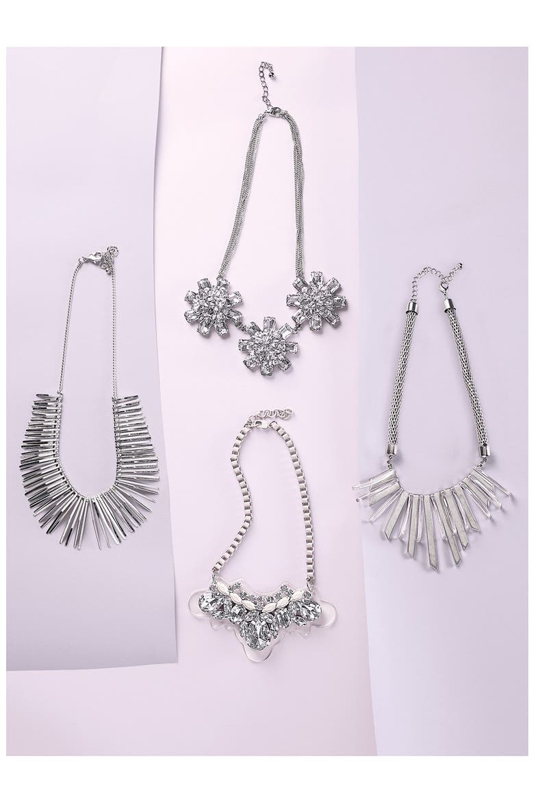 Spike Statement Necklace, Alternate, color, SILVER