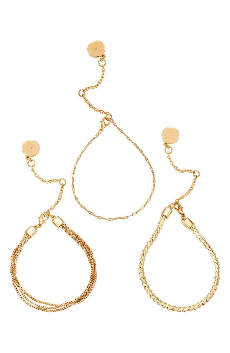 Vince Camuto Set of 3 Bracelets, Alternate, color, Goldtone