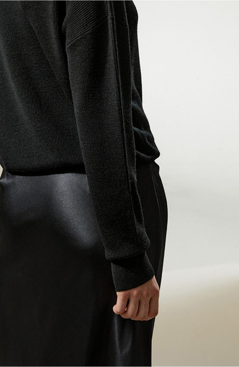 Lilysilk Ultra-fine Merino Wool Crewneck Sweater, Alternate, color, Black