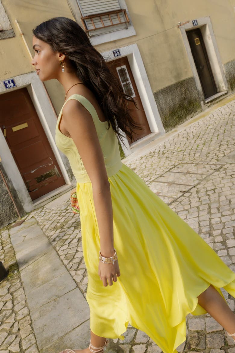 The Mixed Media Dress - Buttercup, Alternate, color, Buttercup