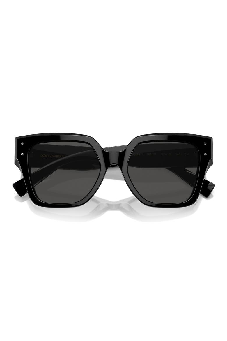 52mm Square Sunglasses, Main, color, BLACK