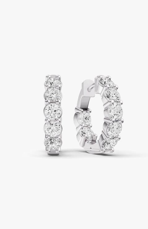 14K Gold 2.5 ct Earrings Of Sereia In & Out Diamond