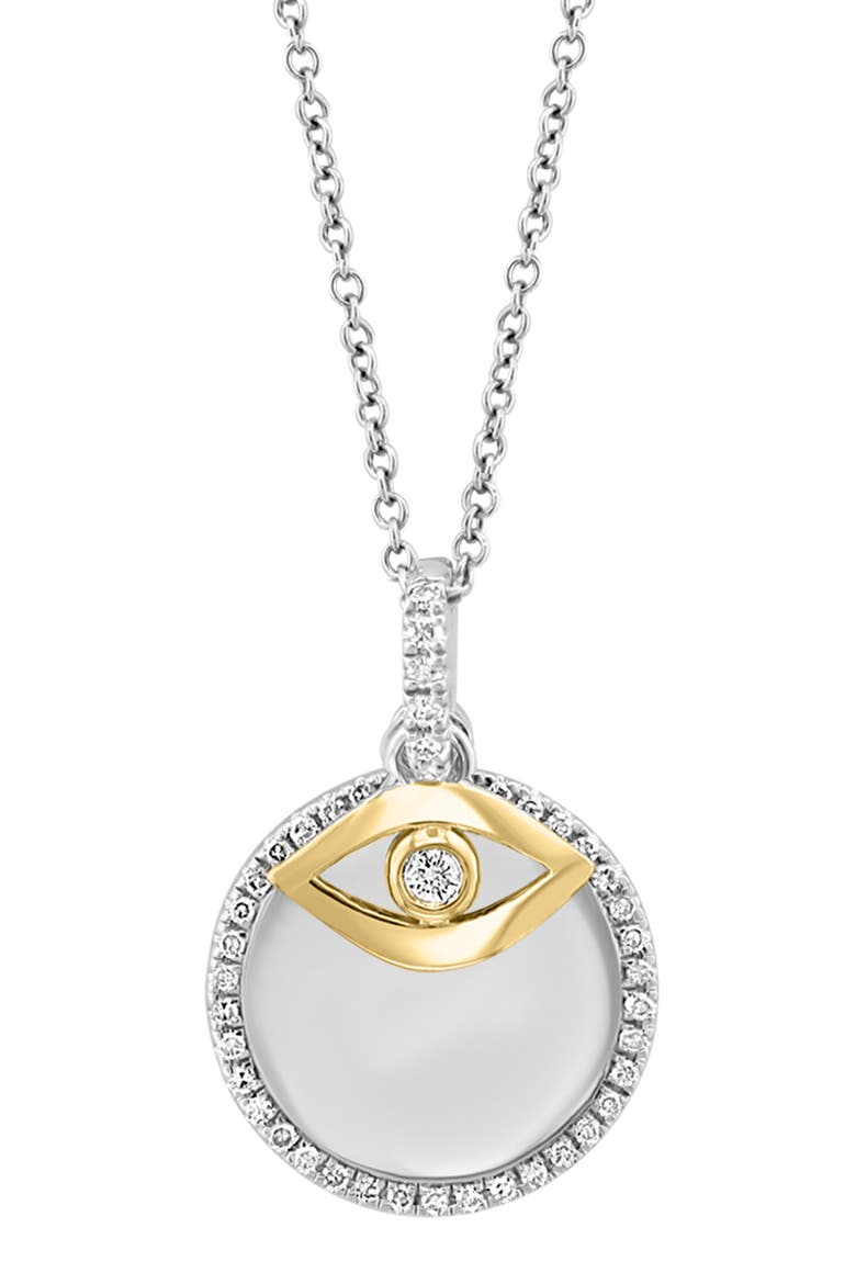 Evil Eye Diamond Pendant Necklace, Alternate, color, SILVER