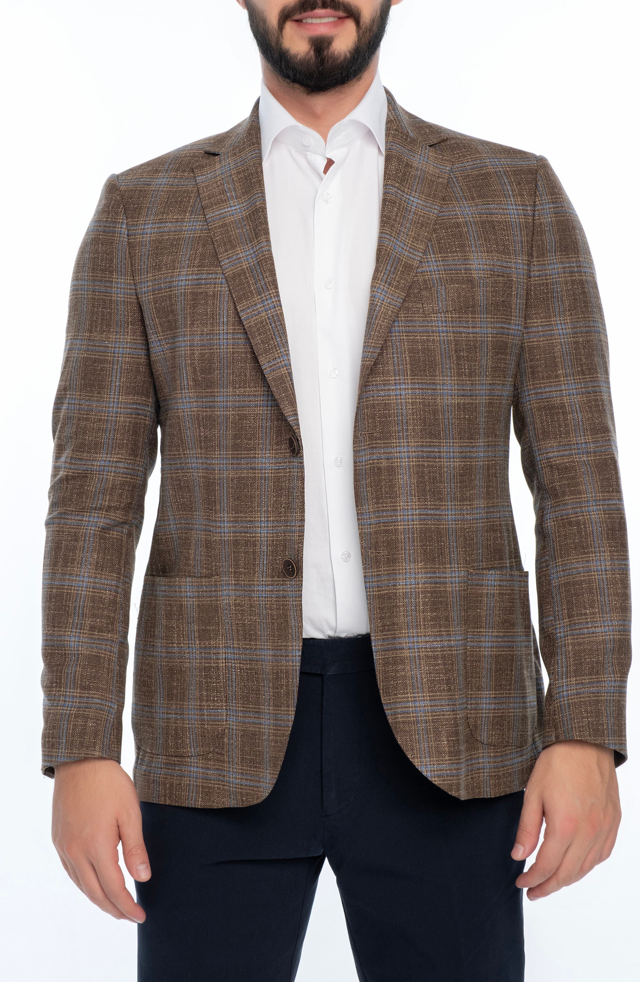 VELLAPAIS Plaid Sport Coat