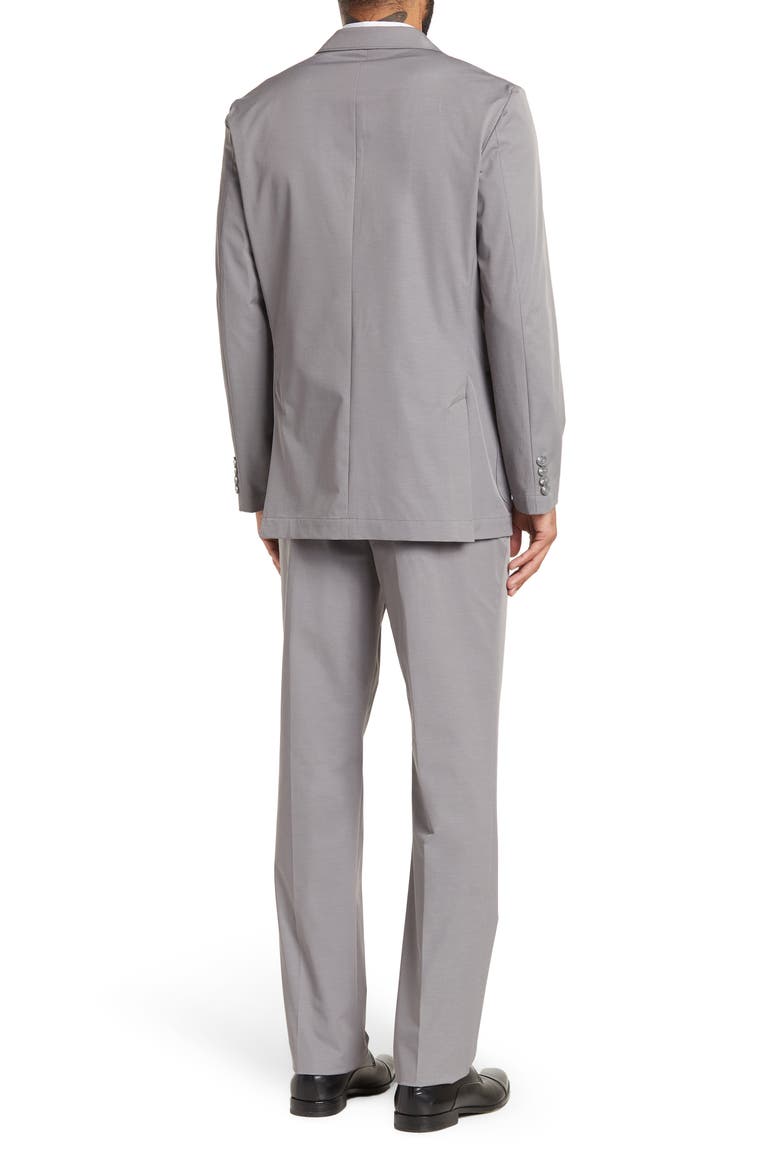 Two Button Notch Lapel Trim Fit Suit, Alternate, color, GREY HEATHER