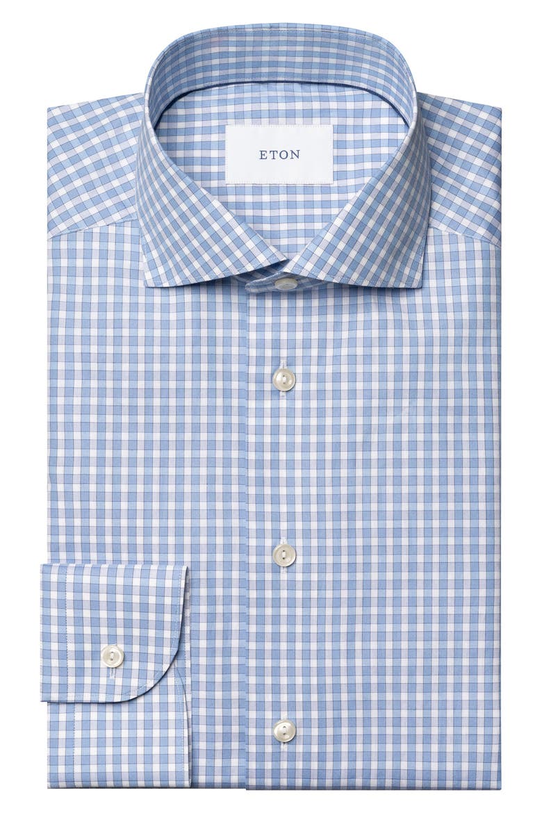 Slim Fit Check Dress Shirt, Alternate, color, MEDIUM BLUE