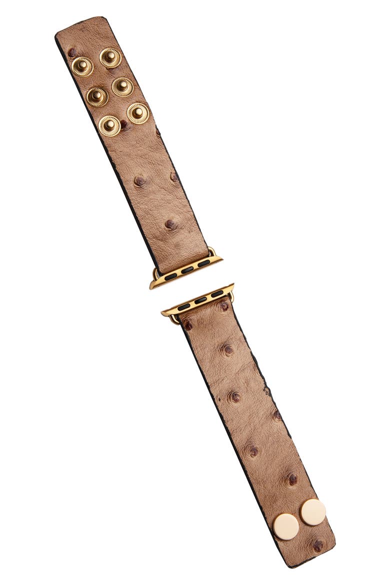 Aileen Dotted Leather Apple Watch® Watchband, Main, color, BROWN