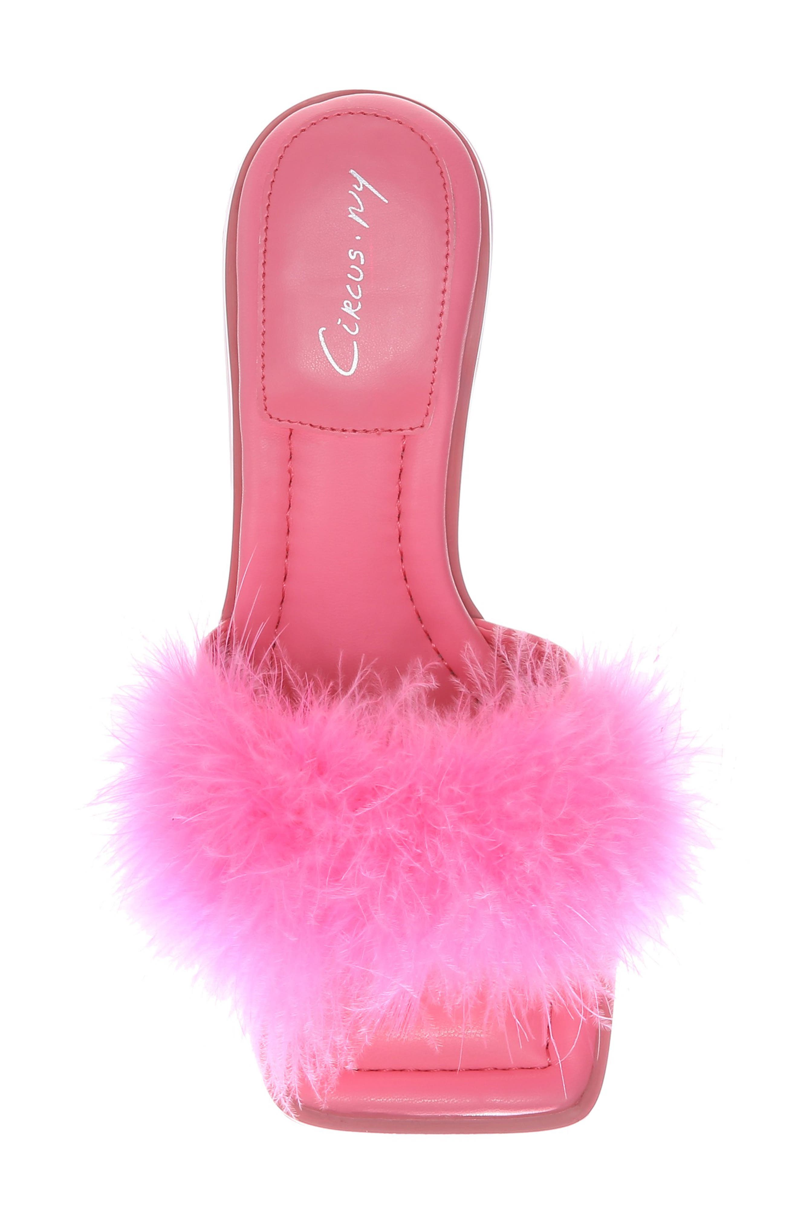 Florence Feather Slide Sandal, Alternate, color, PUNK PINK