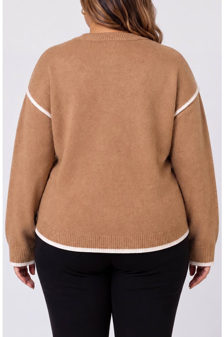 Tulip Hem Crewneck Sweater, Alternate, color, HTR CAMEL W CRM