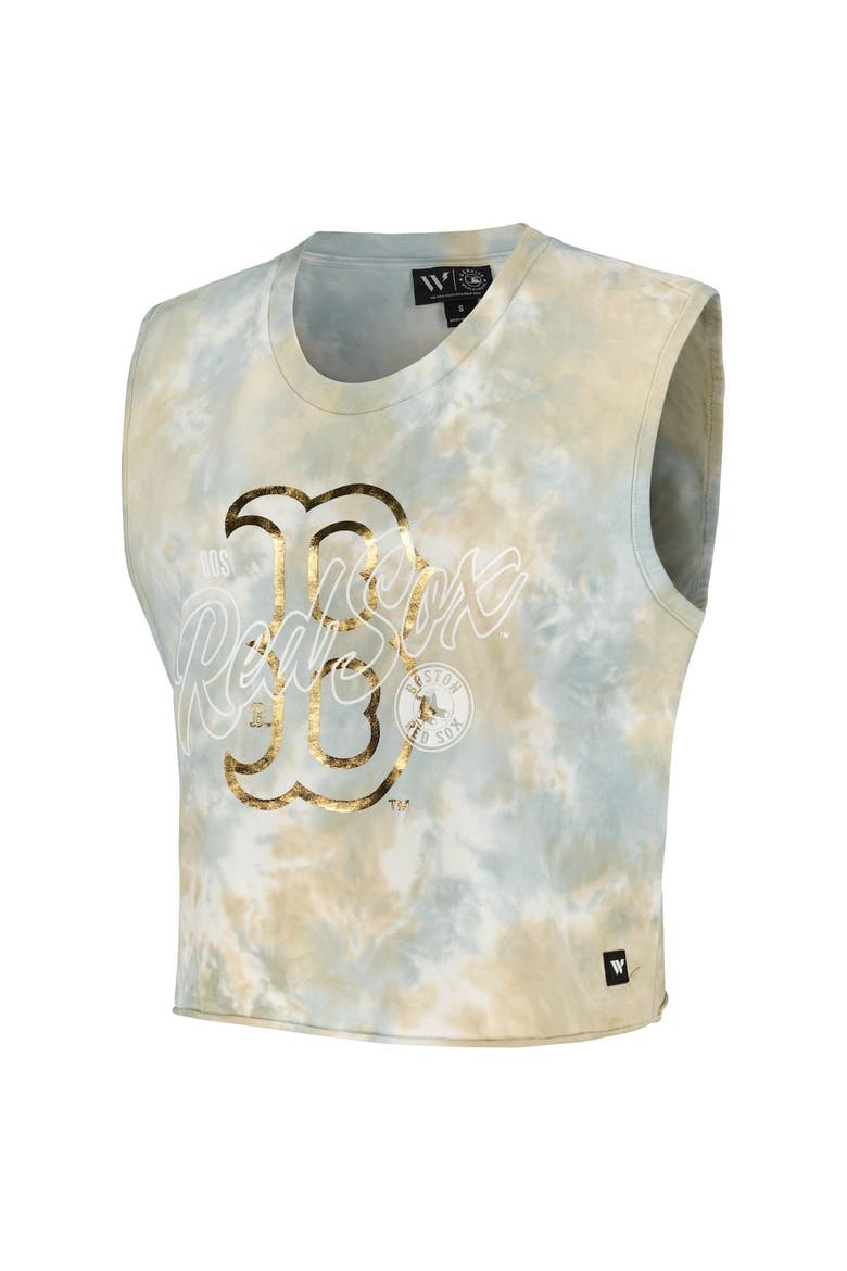 Women's The Wild Collective White Boston Red Sox Washed Muscle Tank Top, Alternate, color, White