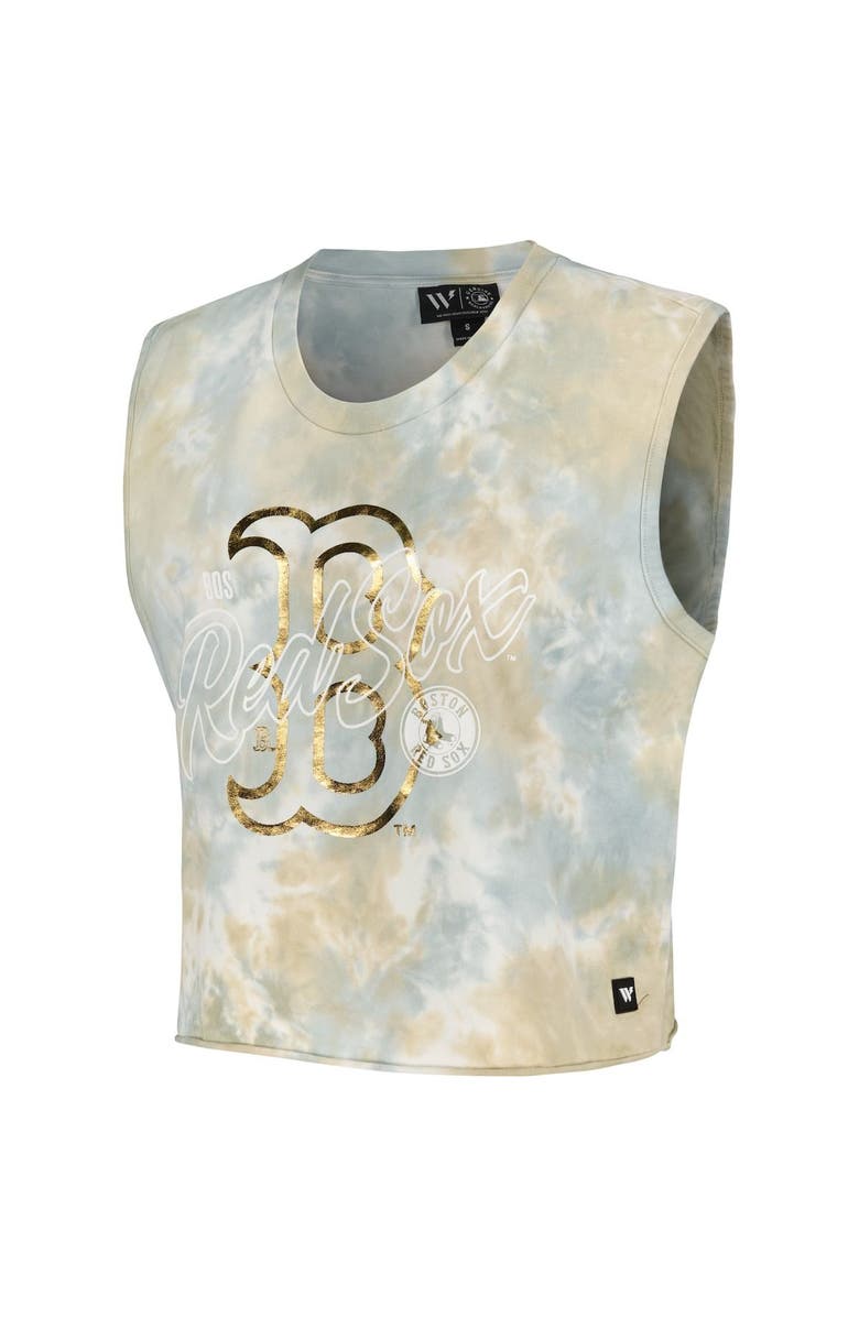 THE WILD COLLECTIVE Women's The Wild Collective White Boston Red Sox Washed Muscle Tank Top, Alternate, color, White