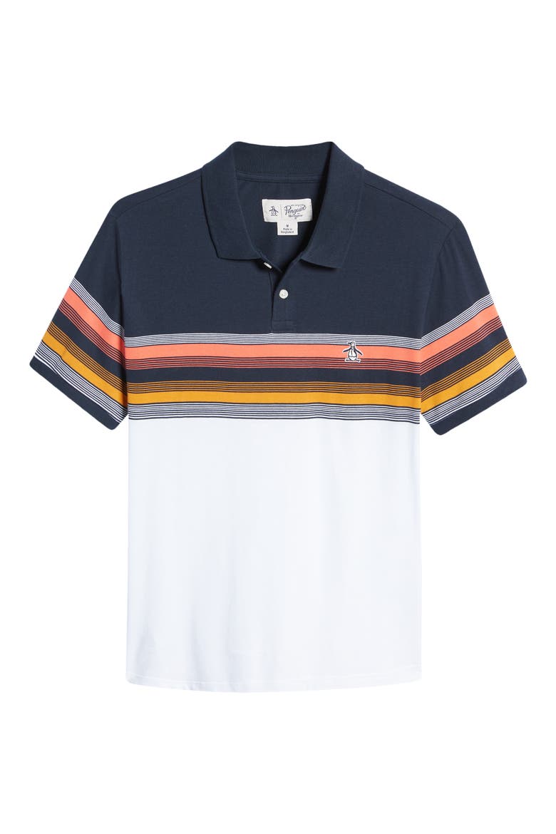 Stripe Colorblock Cotton Polo, Alternate, color, DARK SAPPHIRE