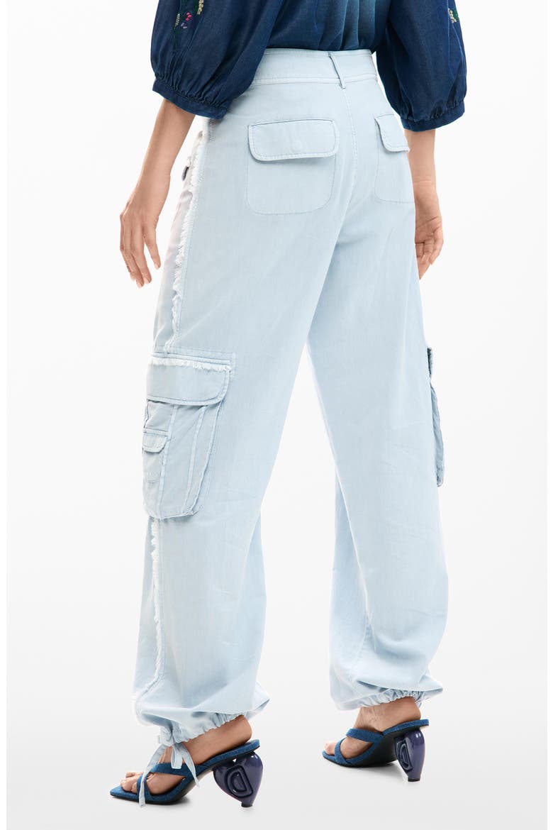 Frayed Cargo Pants, Alternate, color, LIGHT BLUE