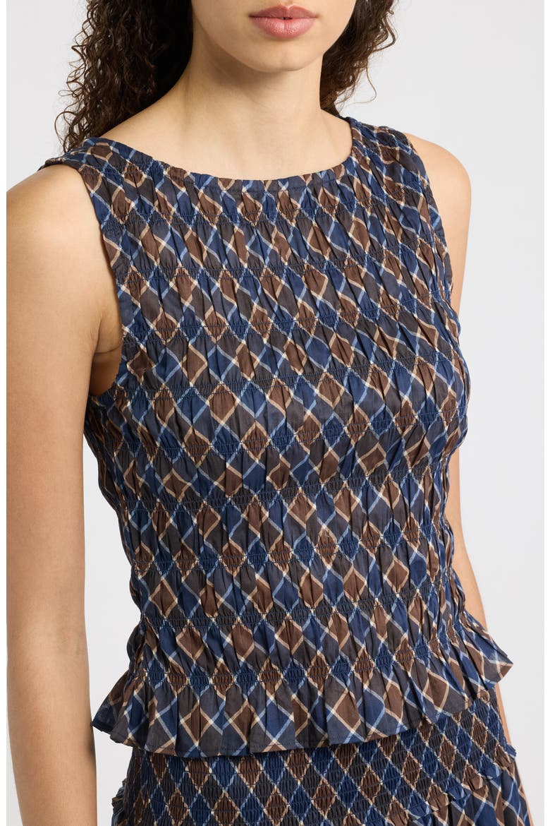 Phoebe Nap Cotton Smocked Top, Alternate, color, WILSHIRE PLAID CHOC
