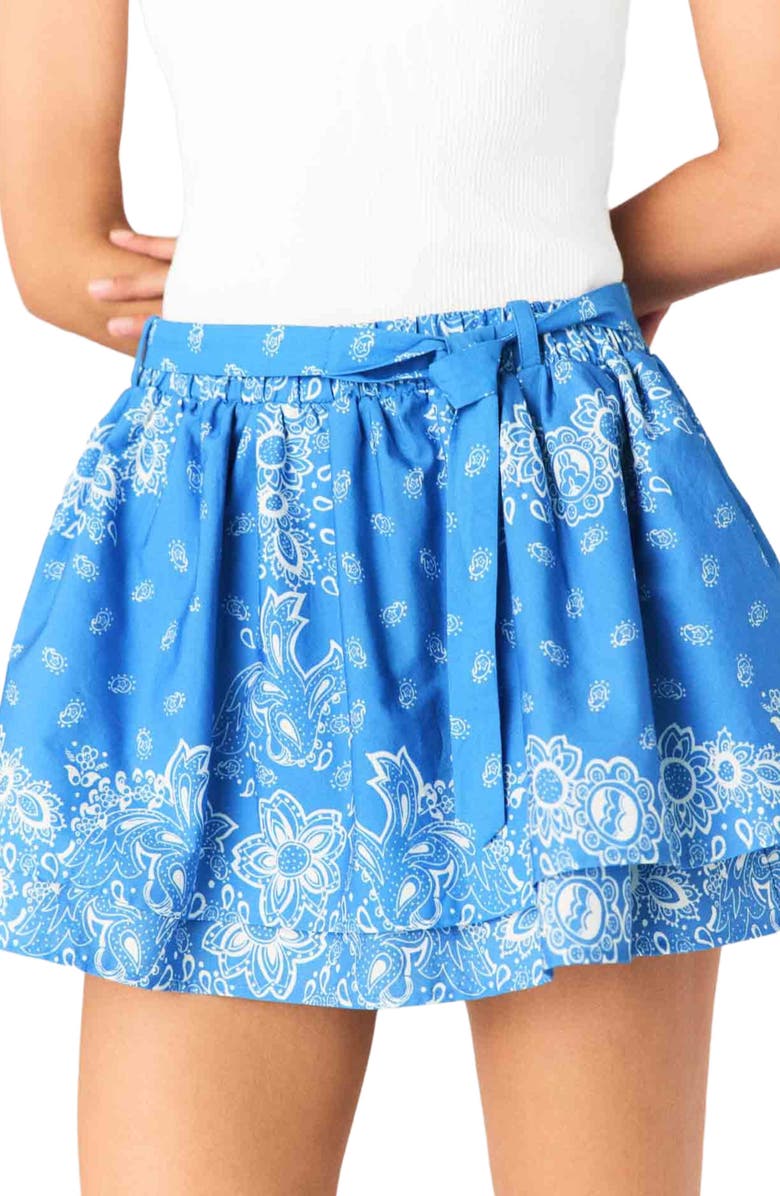 maje Printed ruffled skirt, Alternate, color, Sky Blue Bandana Print