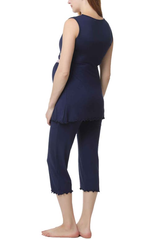 Kimi & Kai Penny Maternity/nursing Pajamas Set In Navy