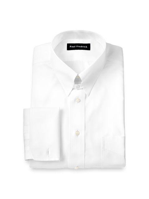Non-iron Cotton Pinpoint Solid Snap Tab Collar French Cuff Dress Shirt