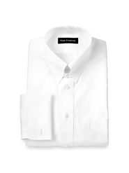 Paul Fredrick Slim Fit Non-iron Cotton Pinpoint Snap Tab Collar French Cuff Dress Shirt