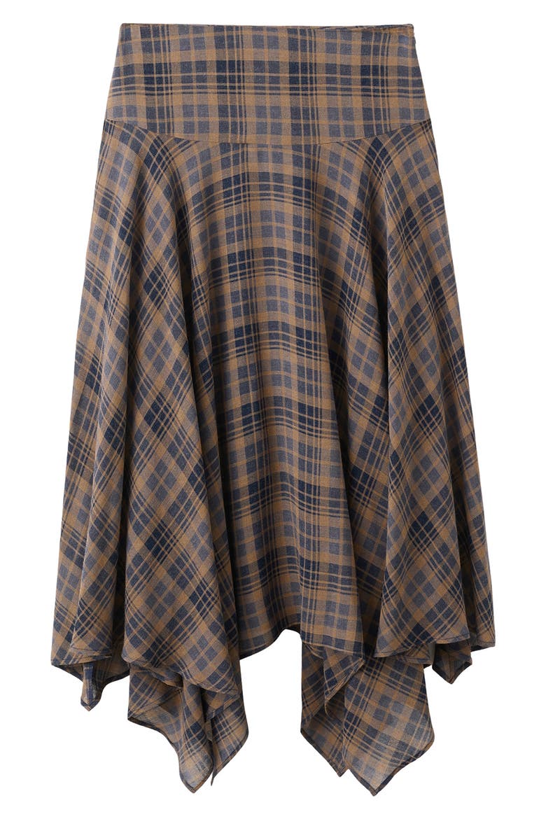 Falda Pika Check Midi Skirt, Alternate, color, BROWN