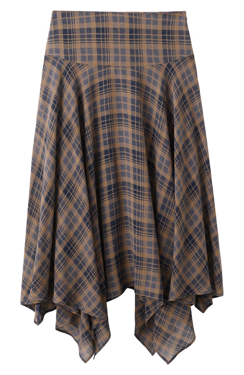 MANGO Falda Pika Check Midi Skirt, Alternate, color, Brown