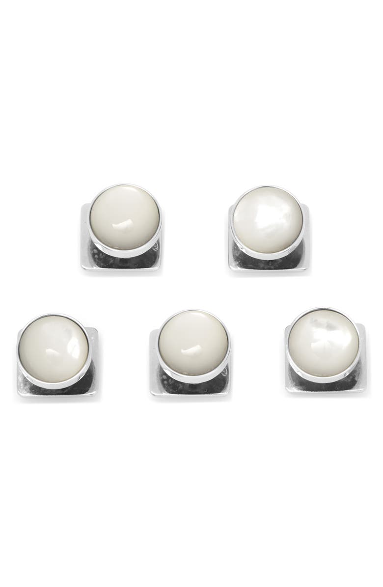 Cufflinks, Inc. Mother-of-Pearl Cuff Links & Studs Set, Alternate, color, White