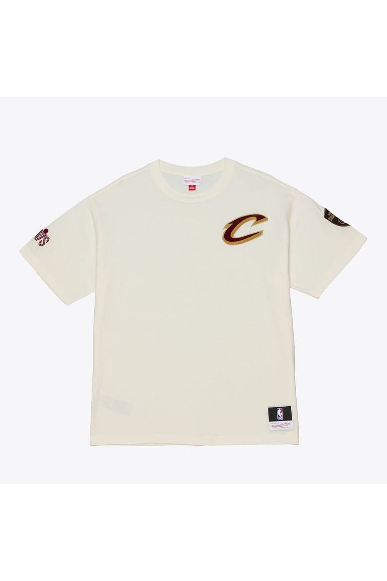 Men's Mitchell & Ness Cream Cleveland Cavaliers Hardwood Classics Chainstitch Premium T-Shirt, Main, color, Cream