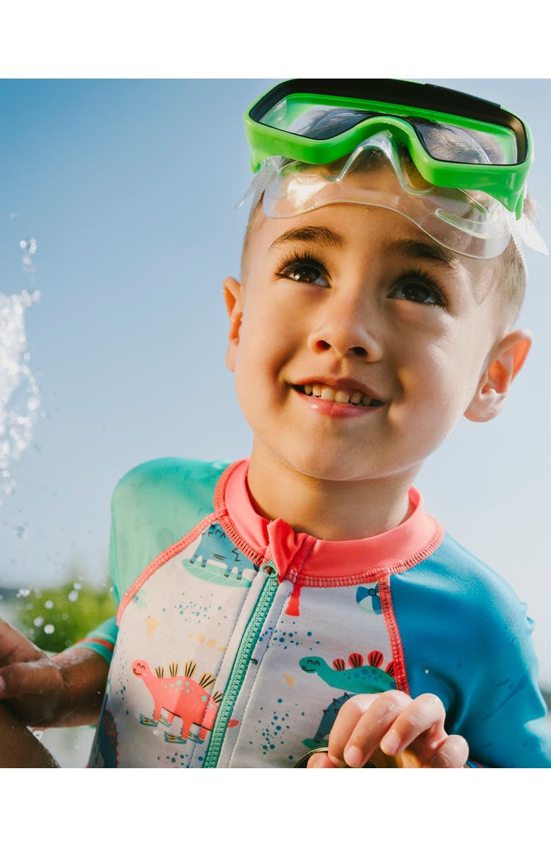 Deux par Deux One-Piece Long Sleeve Dinosaur Print Rashguard, Alternate, color, Grey Printed Baby Dinosaurs