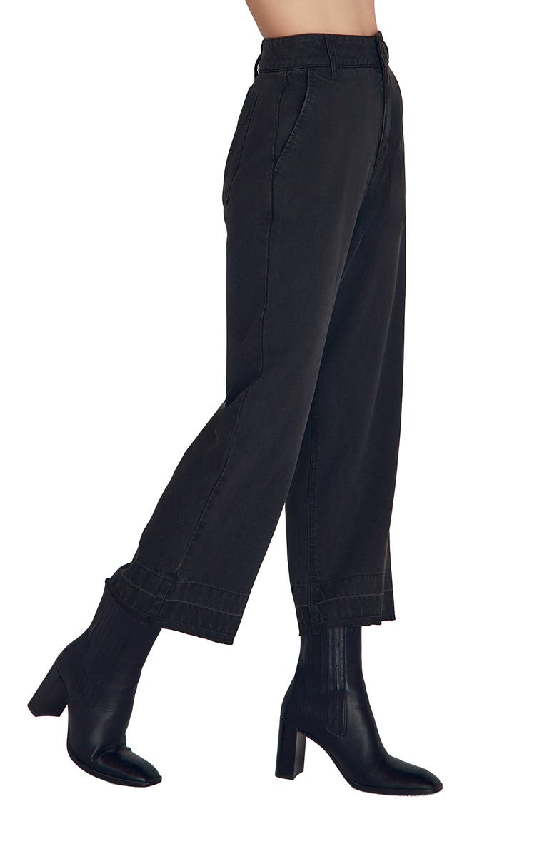 Bella Dahl Saige Release Hem High Waist Crop Wide Leg Pants, Alternate, color, Dark Graphite Wash