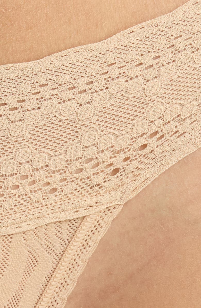 MeUndies Allover Lace V-Front Thong, Alternate, color, Latte Zebra