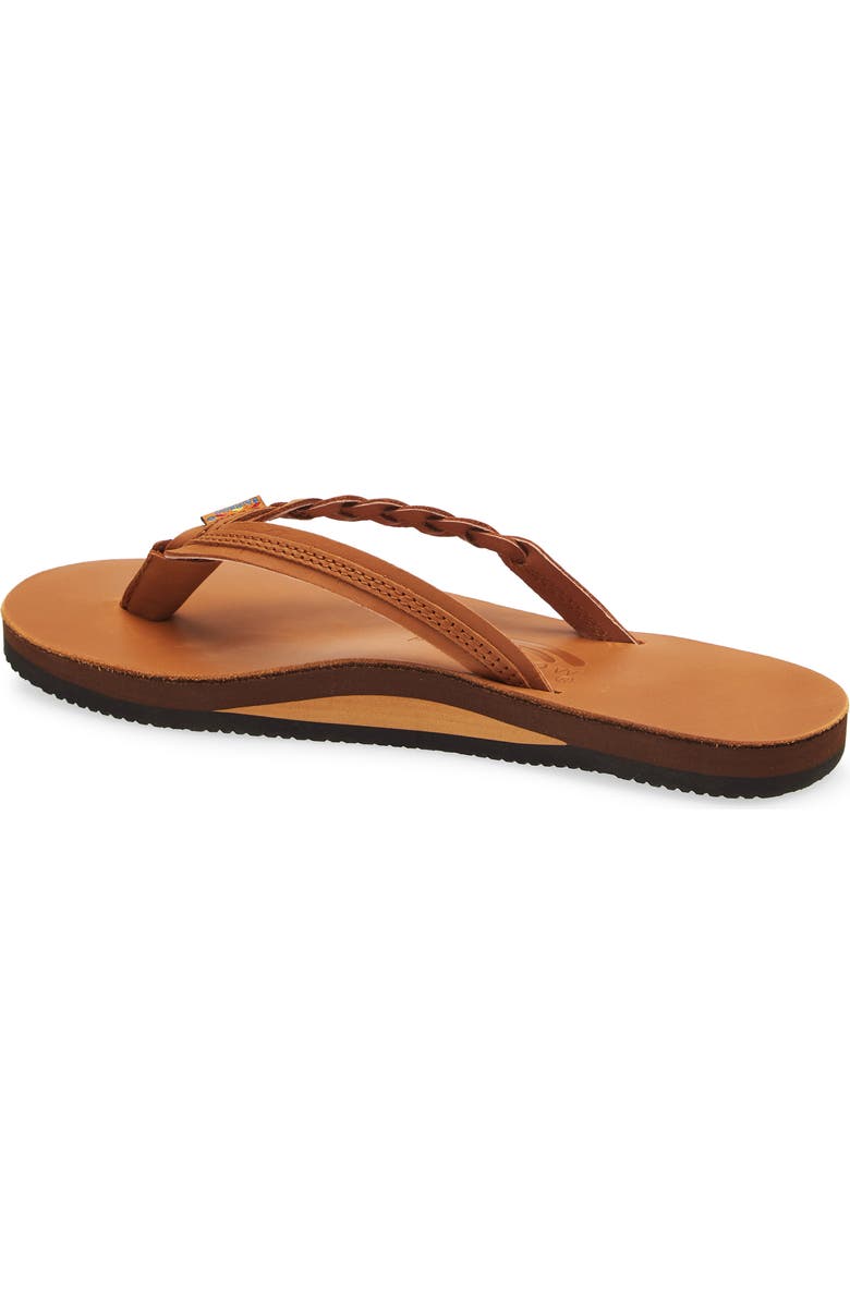 Rainbow<sup>®</sup> Rainbow 'Flirty' Braided Leather Flip Flop, Alternate, color, Classic Tan